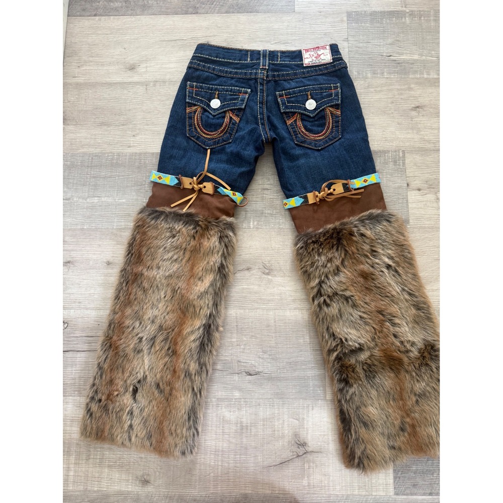 Custom True Religion Faux Fur & Beaded Y2K Jeans – Size 25 - Picture 6 of 6